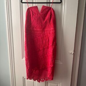 Nordstrom Bodycon Dress Womens Medium Rose Pink Laced Strapless Lace NWT